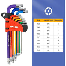Torx Schlüssel Set 9-tlg mit Stirnlochbohrung T10-T50
