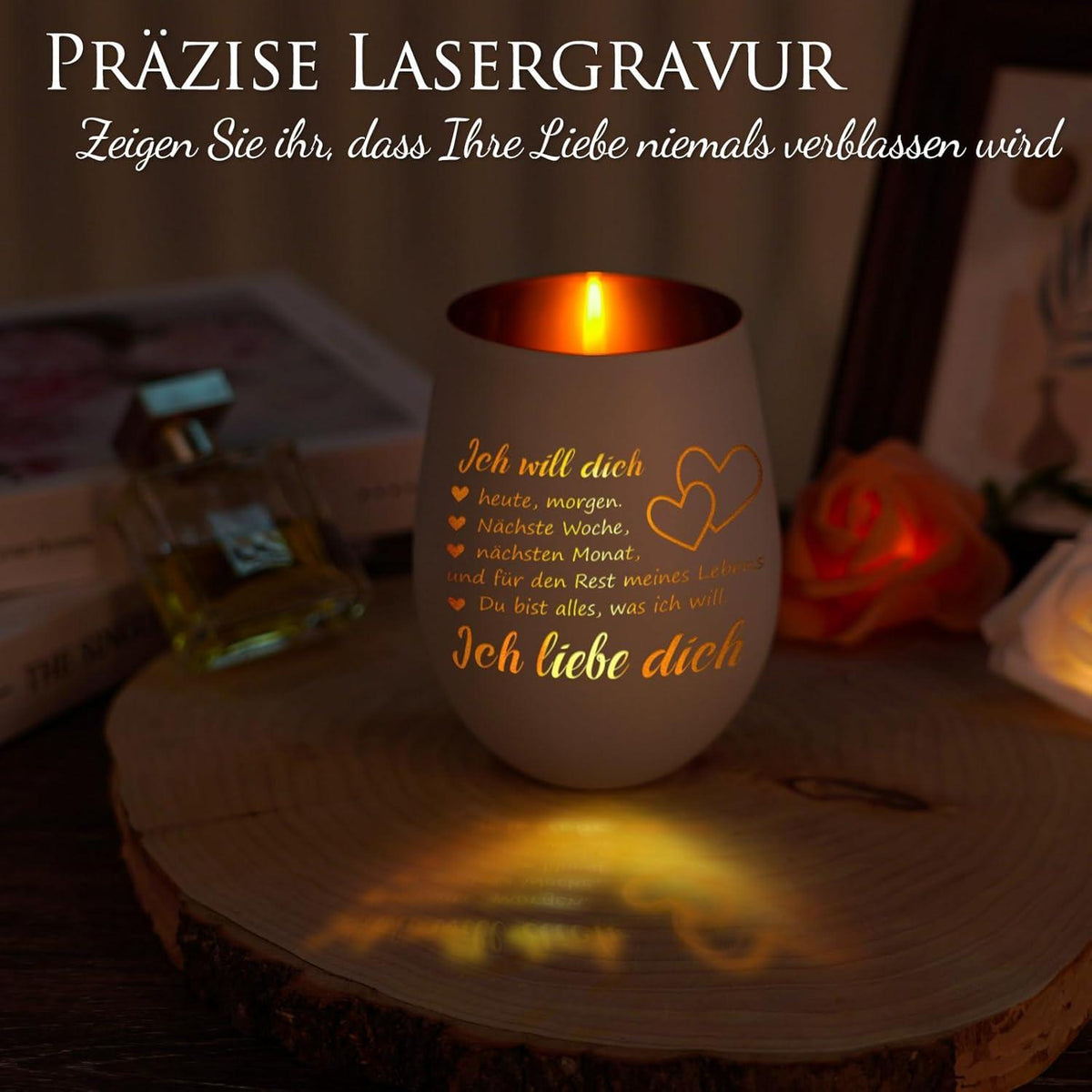 Windlicht mit Gravur Liebe Dich für Frauen Weihnachten Ehefrau Freundin Geburtstag