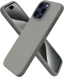 iPhone 15 Pro Max Hülle Silikon flüssig Kratzfest Grau