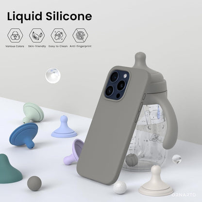 iPhone 15 Pro Max Hülle Silikon flüssig Kratzfest Grau