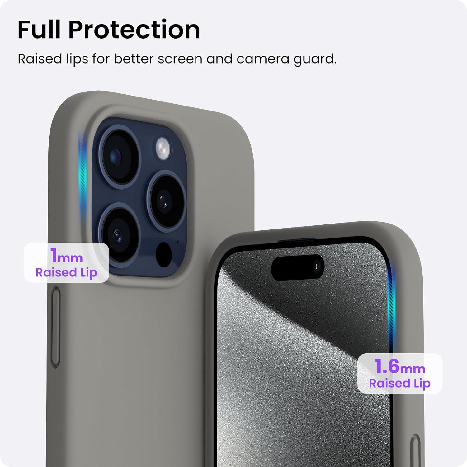 ORNARTO iPhone 15 Pro Max Hülle Silikon 6,7 Zoll Grau