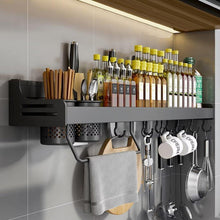 Gewürzregal Wand Organizer Schwarz ohne Bohren 80cm