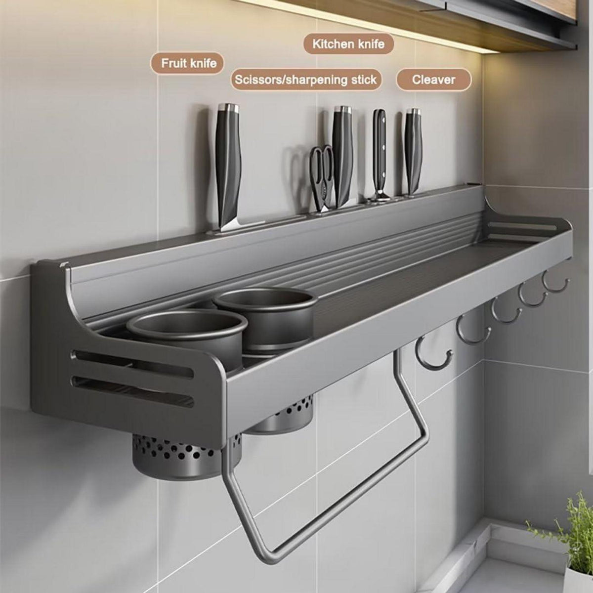 Gewürzregal Hängend Haken Wand Organizer grau 80cm