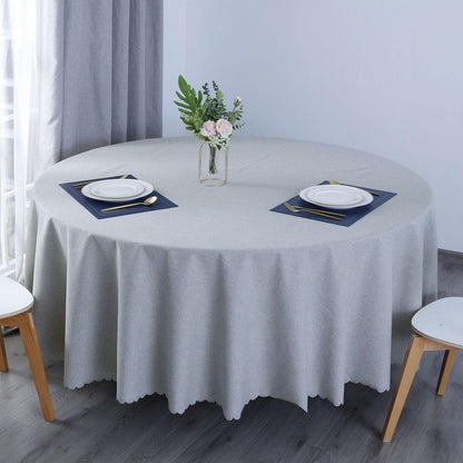 Runde Baumwoll-Leinen Tischdecke wasserabweisend, Ø 260 cm, Hellgrau