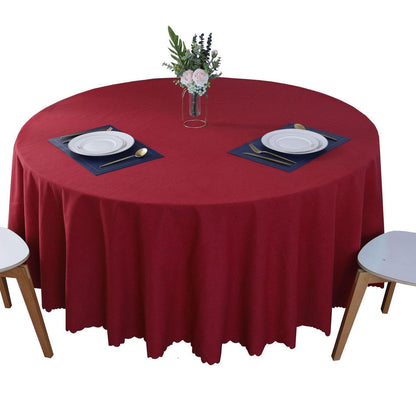 Runde Baumwoll-Leinen Tischdecke wasserabweisend, rot, 260 cm
