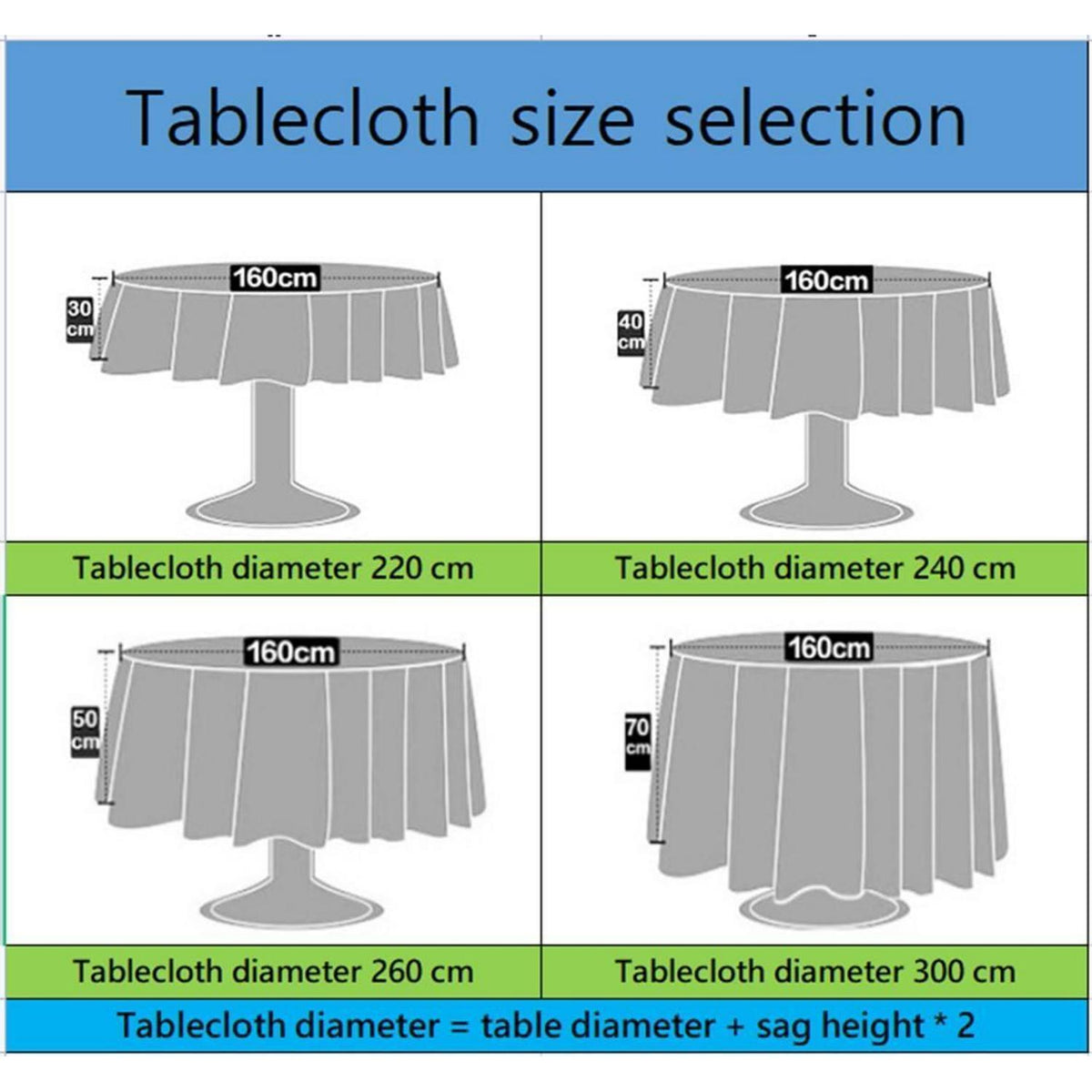 Runde Baumwoll-Leinen Tischdecke wasserabweisend, Ø 280 cm, Hellgrau