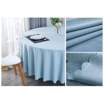 Runde Baumwoll-Leinen Tischdecke wasserabweisend, hellblau 280 cm