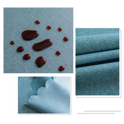 Runde Baumwoll-Leinen Tischdecke wasserabweisend, hellblau 280 cm
