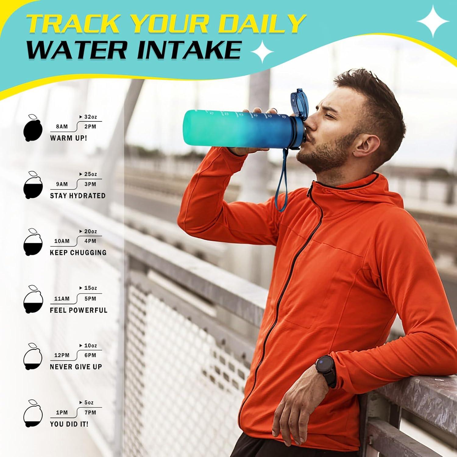 Sport Trinkflasche 1L BPA Frei Tritan Auslaufsicher mit Filter