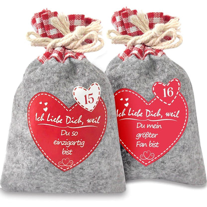 Adventskalender zum Selbst Befüllen Filzsäckchen Liebe Dich
