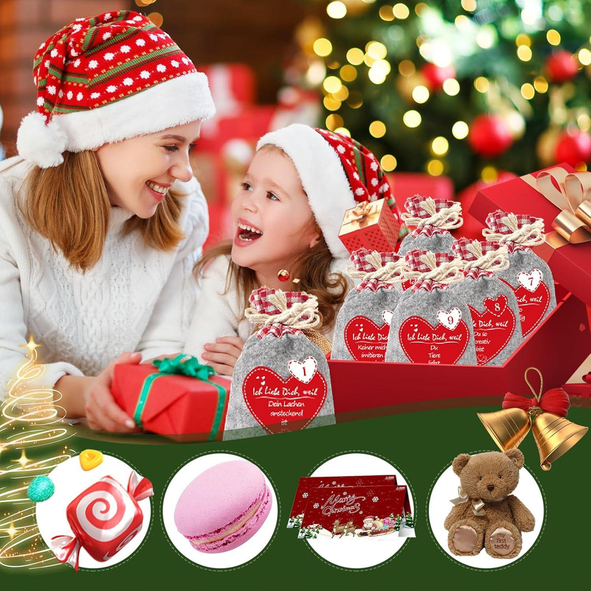 Adventskalender Filzsäckchen 24 Gründe Ich Liebe Dich Filzbeutel