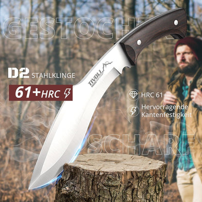 Survival Messer D2 Stahl Outdoor Jagdmesser Scheide Full