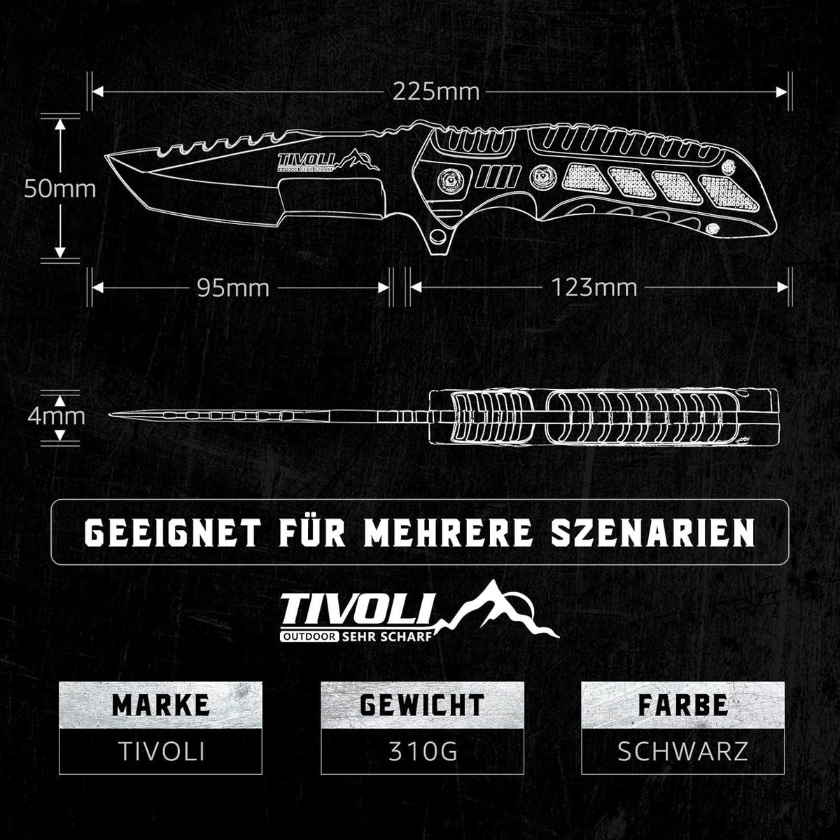 Survival Outdoor Messer D2 Stahl Full Tang Klinge Jagdmesser Bushcraft