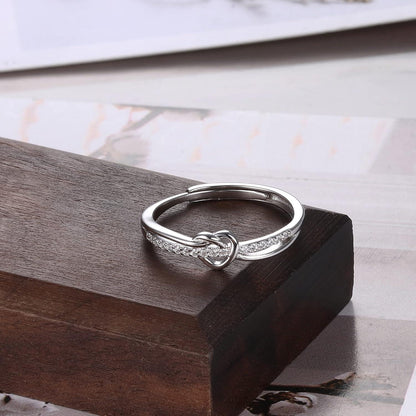 925 Sterling Silber Verlobungsring mit Zirkonia Liebesknoten