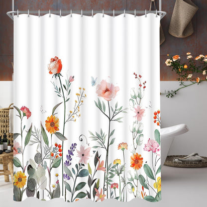 Duschvorhang Rote Blume Textil Wasserabweisend 120x200 cm - 1er Pack