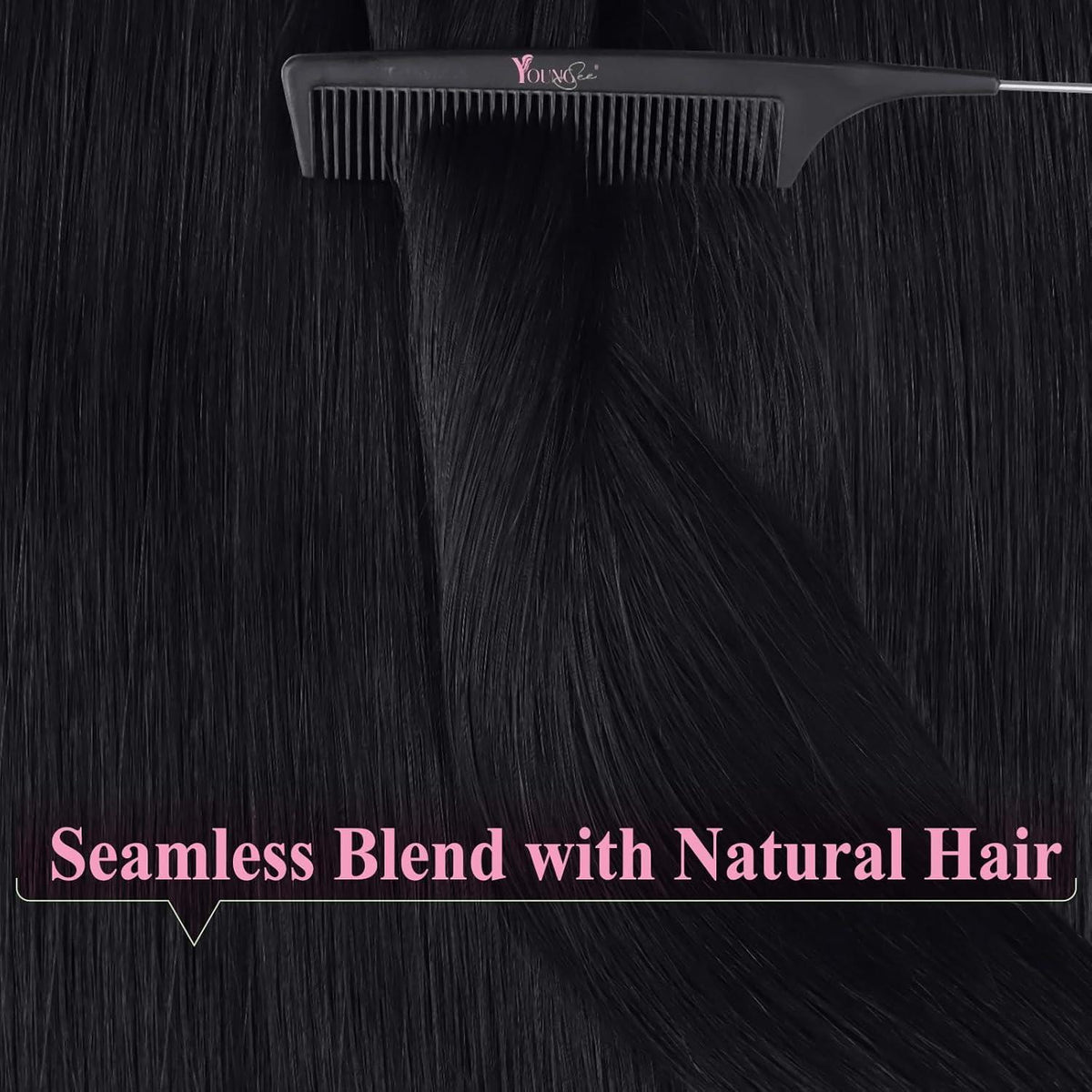 Echthaar Tape Extensions Schwarz 35cm - Remy Haarverlängerung