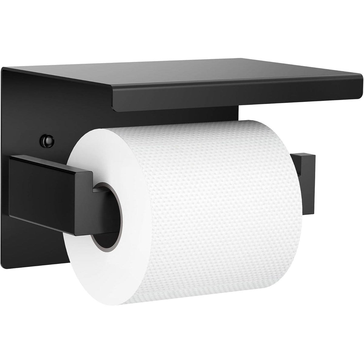Edelstahl Toilettenpapierhalter mit Ablage, Schwarz