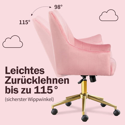 Fantasylab Bürostuhl Samt Schreibtischstuhl Höhenverstellbar 150KG