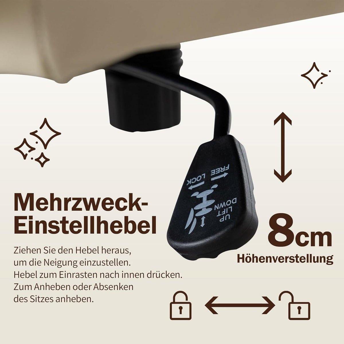 Fantasylab Ergonomischer Bürostuhl ohne Armlehnen und Räder