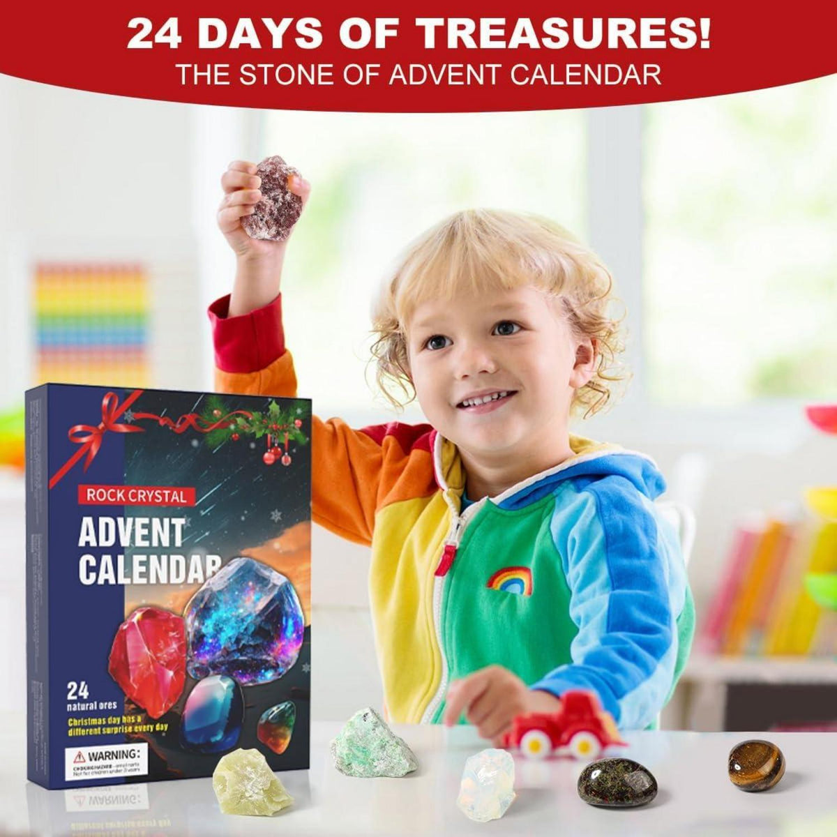 Adventskalender 2024 Kristalle Weihnacht Countdown 24 Stück Achat