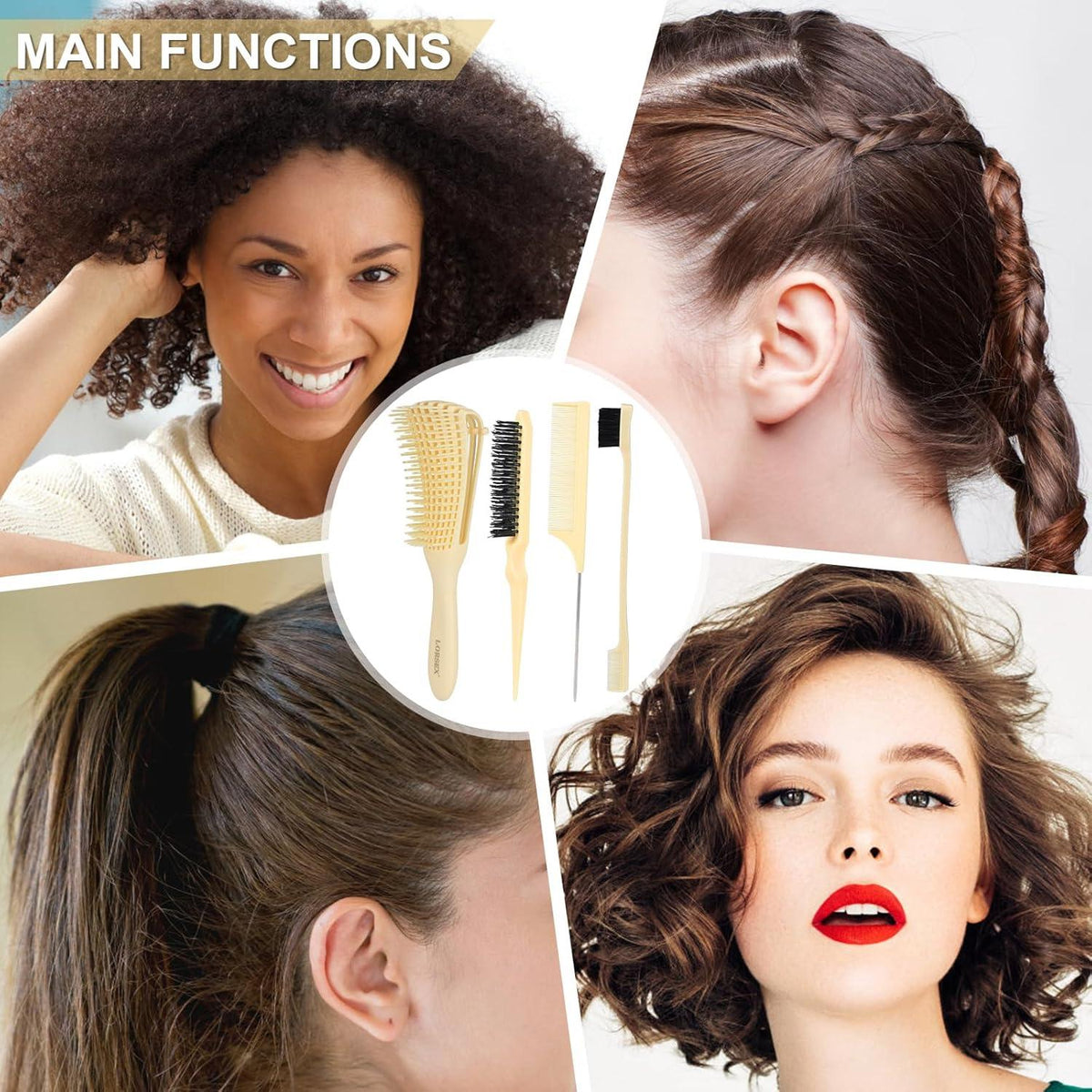 Haarbürste Entwirrbürste Naturhaar Afro Lockiges Haar 3a-4c