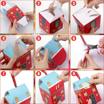Adventskalender Kinder DIY Häuser 24 Boxen Tüten