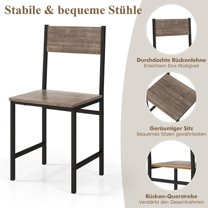 Esstisch Set 4-teilig mit Bank & Stühlen – Grau, Industriedesign