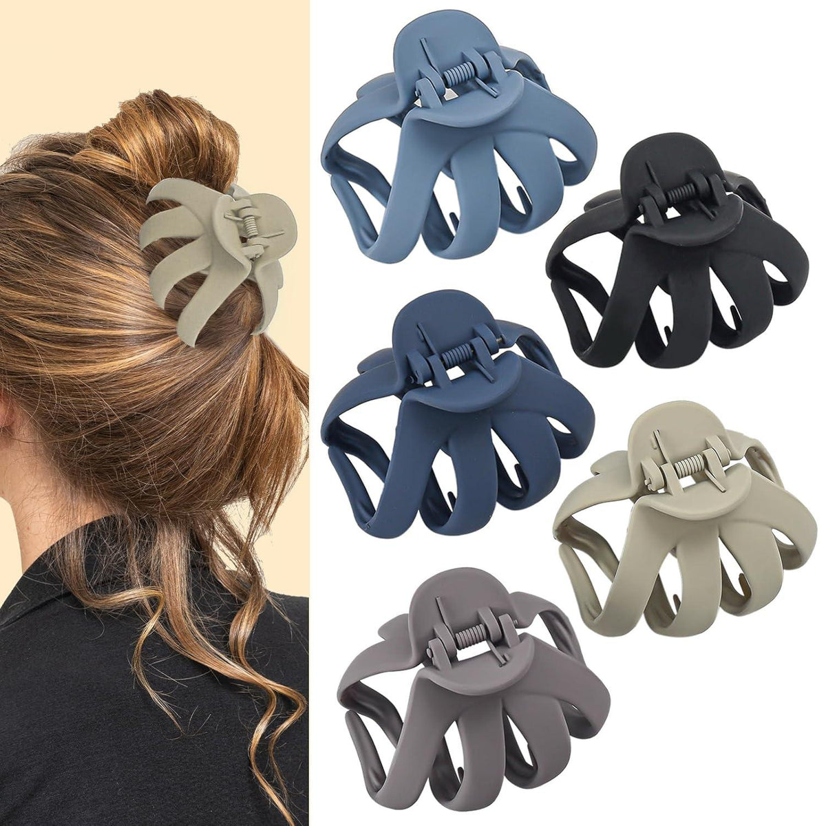 Haarklammer 5er Set Haarspangen breiter Griff lockiges langes Haar