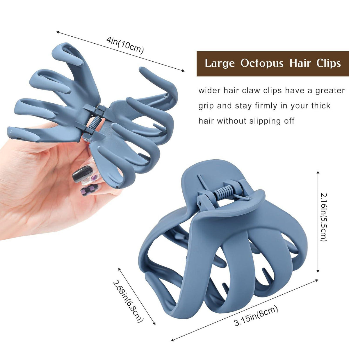 Octopus Haarklammer 5er Set Haarspangen für dickes lockiges langes Haar Hair Claw Clips breiter Griff