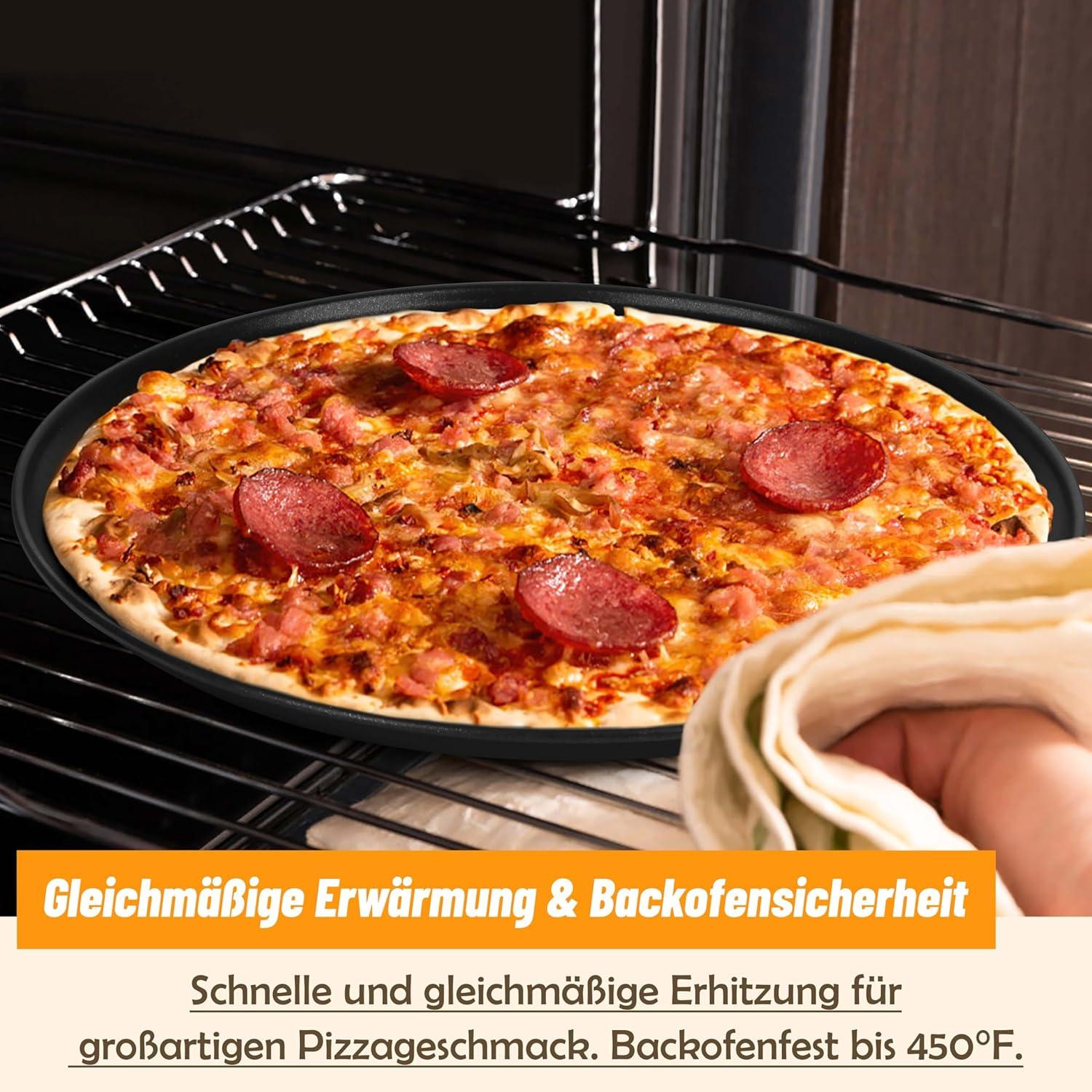 Herogo Pizzablech 4er Set Edelstahl Antihaft Rund Ø 30cm Schwarz