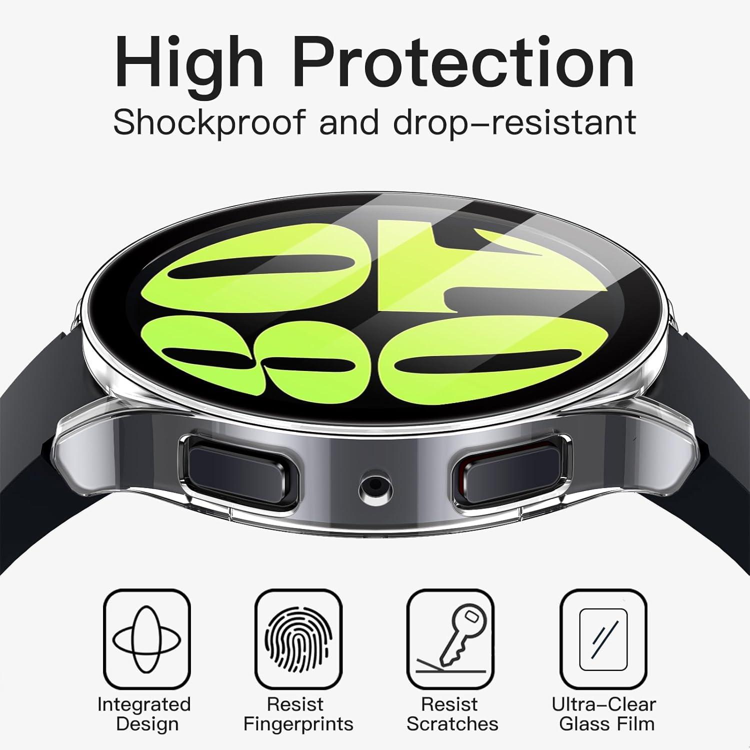 Schutzhülle Samsung Galaxy Watch 6 44mm Eingebauter Displayschutz 2er Pack