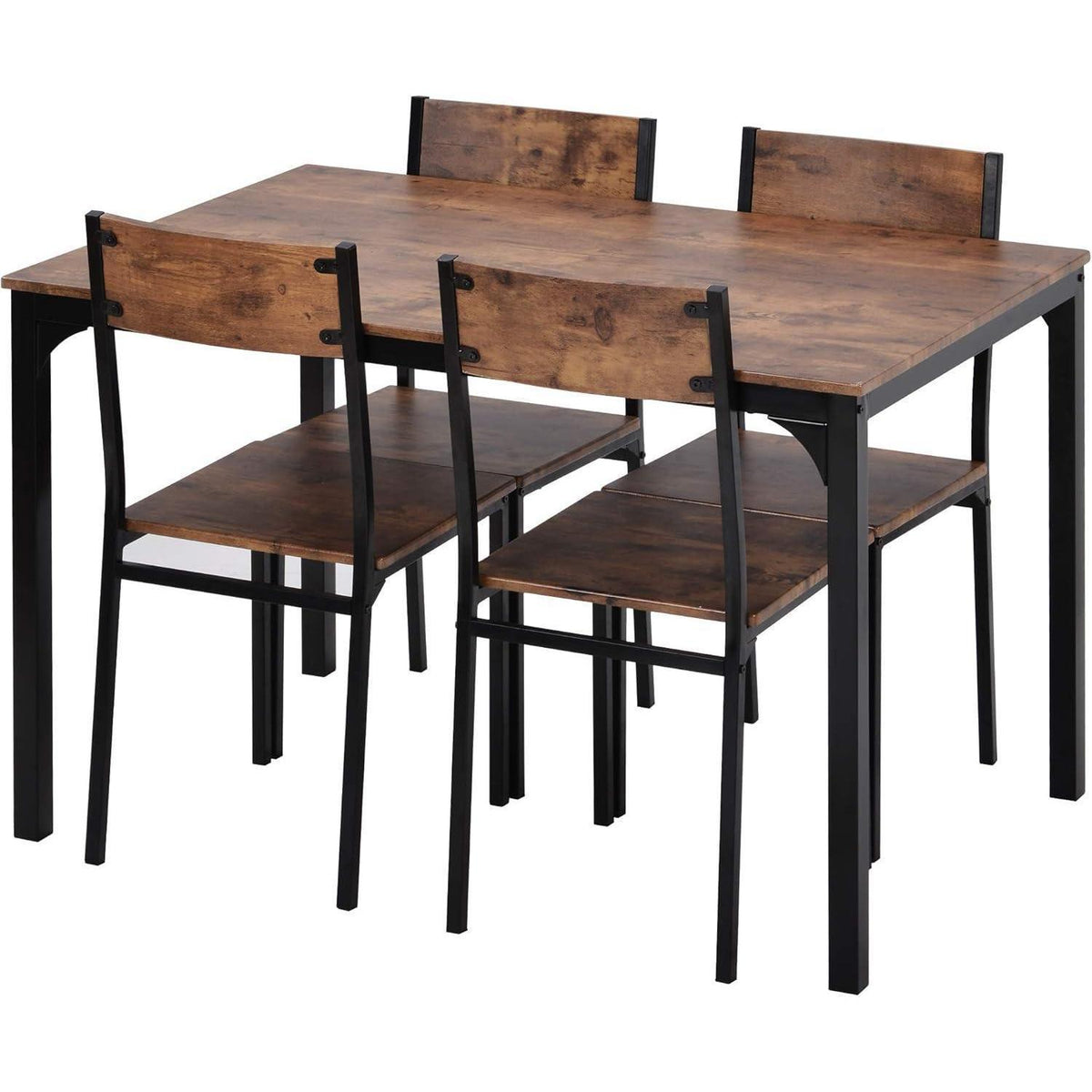 Esstisch-Set für 4 Personen – Vintagebraun & Platzsparend