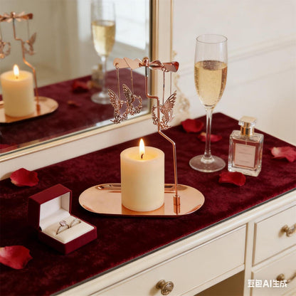 Rotierender Kerzenhalter mit Tablett Roségold Kolibri