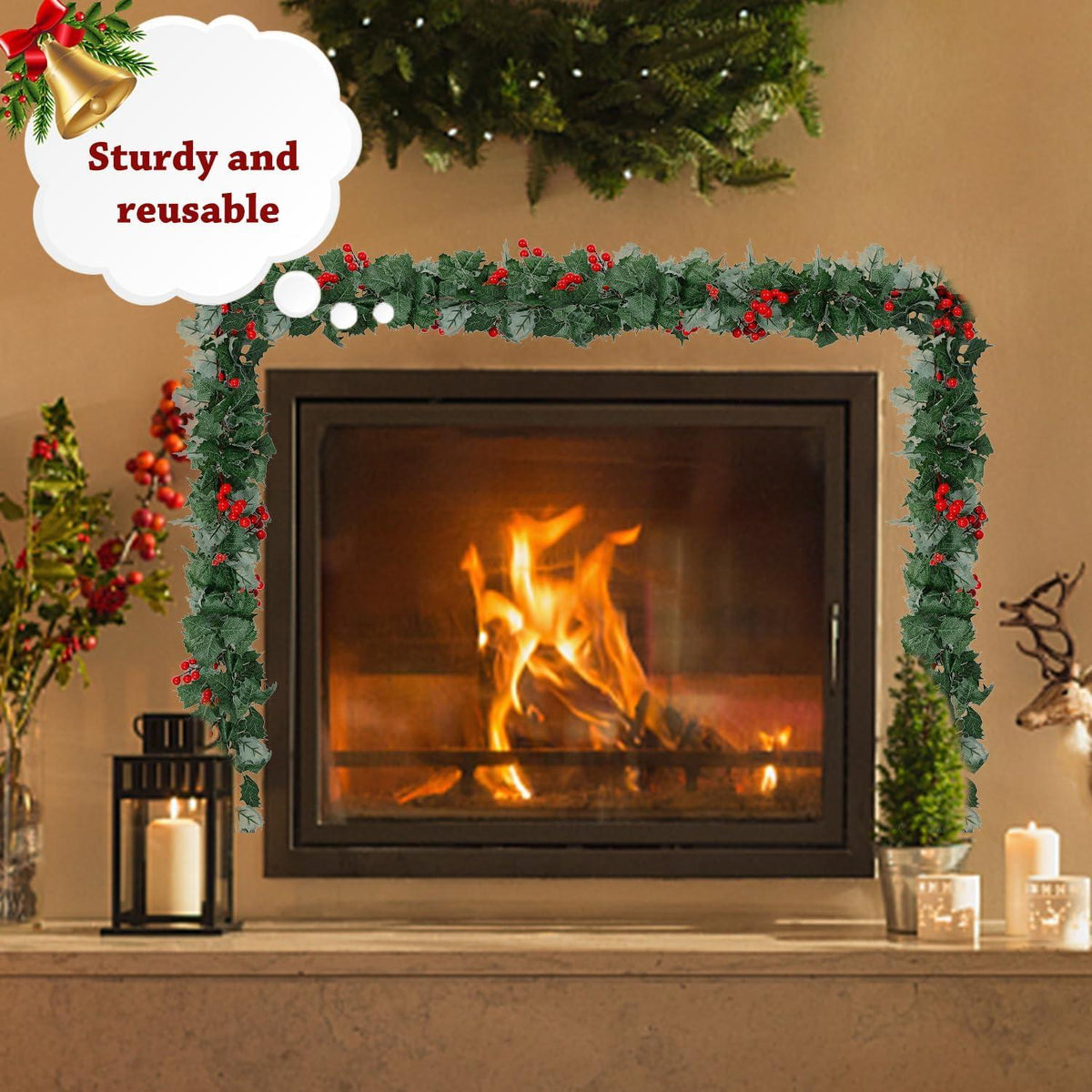 Weihnachts Beeren Girlande Tannenzapfen Rote Beeren 2m Kamin Deko