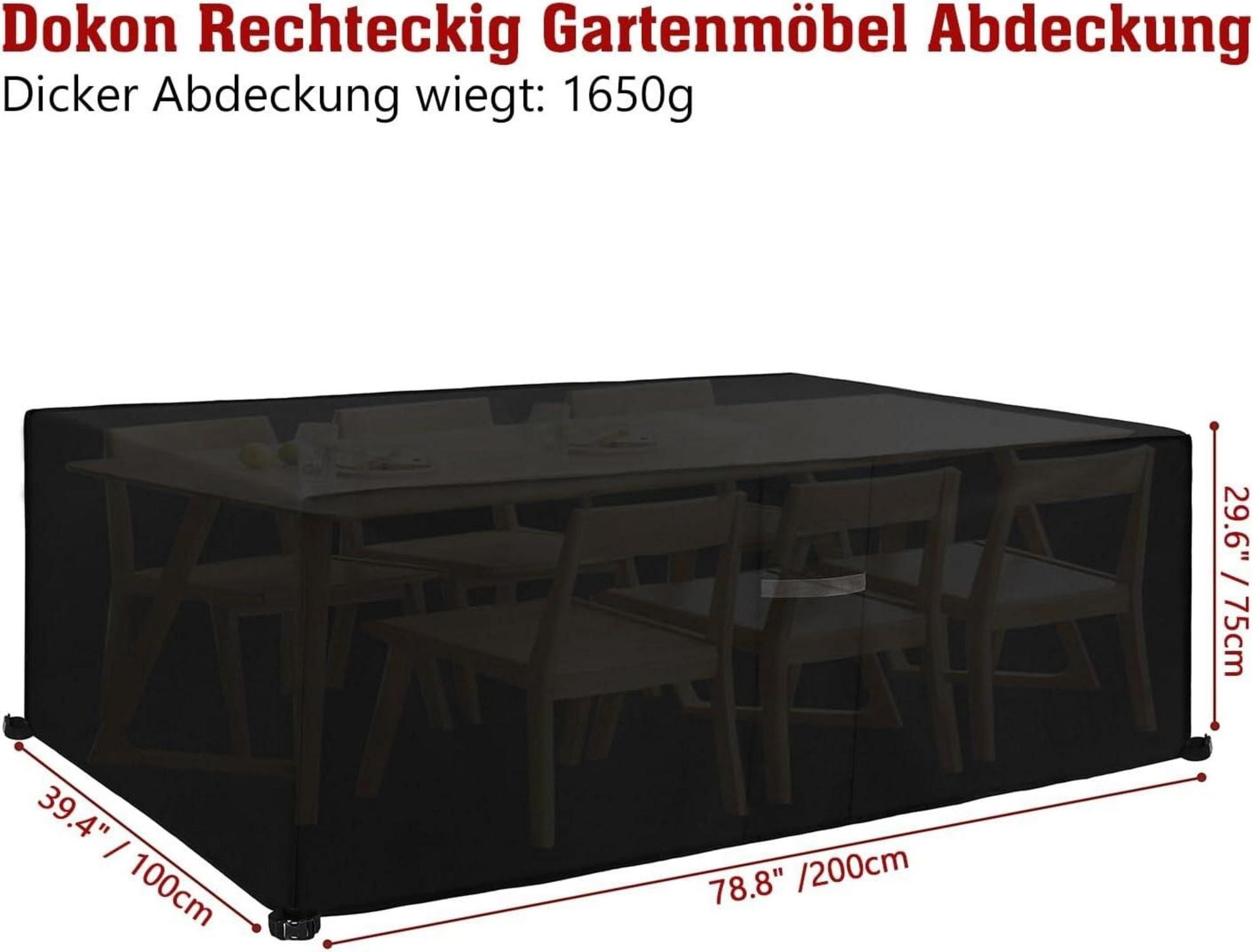 Gartenmöbel Abdeckung Wasserdicht 600D Oxford Gewebe 200x100x75cm