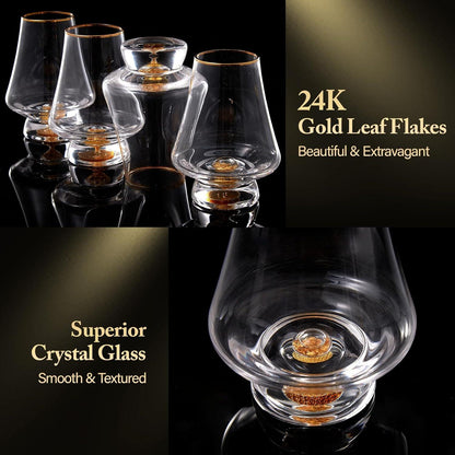 Whisky Gläser 4er Set Kristall 24K Blattgold Snifter Glas luxuriös
