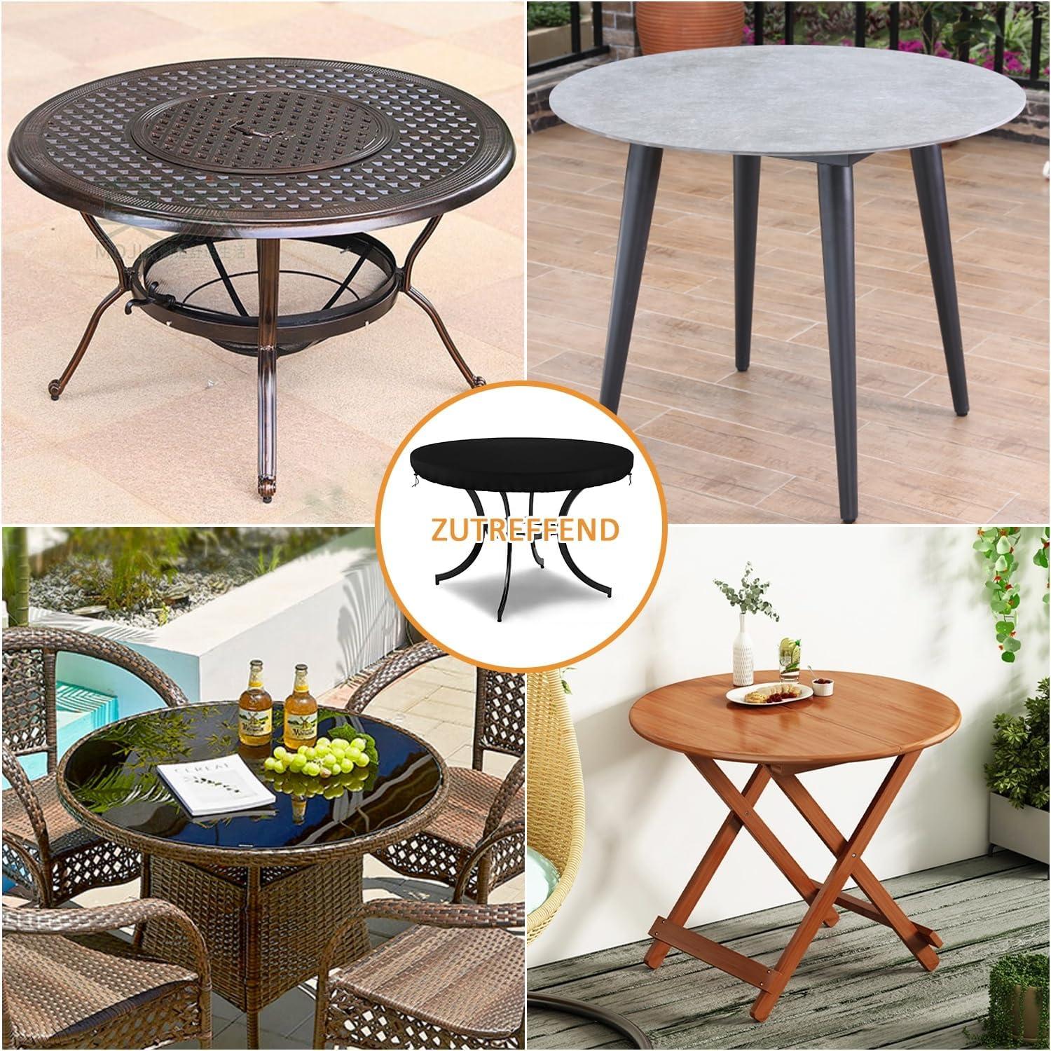 Tischplatte Abdeckung Dokon Schwerlast 600D Oxford Gewebe, Winterfest, Rund