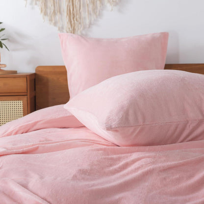 Flauschige Bettwäsche 135x200 cm Rosa - 2tlg. Winter Biber Set