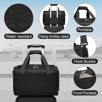 KONO Mittelgroß Rollkoffer Set Gepäck 65cm Trolley mit Ryanair Reisetasche Schwarz 2 Teilig