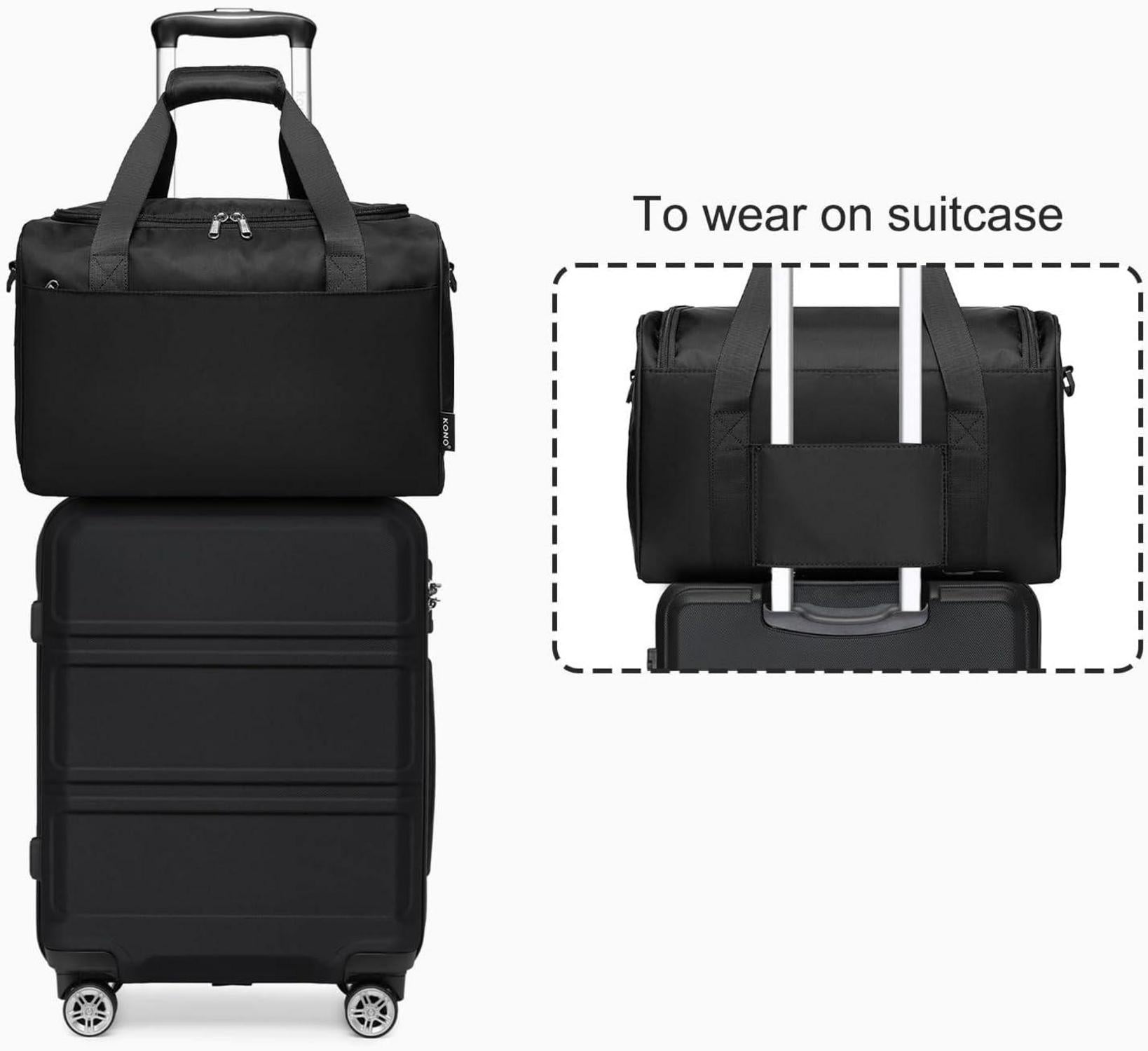 KONO Reisekoffer Rollkoffer Set 65cm Ryanair Reisetasche Schwarz