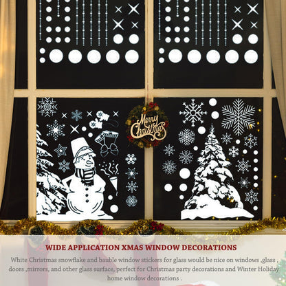 260 Weihnachts Fensterbilder Schneeflocken PVC Weiß Deko