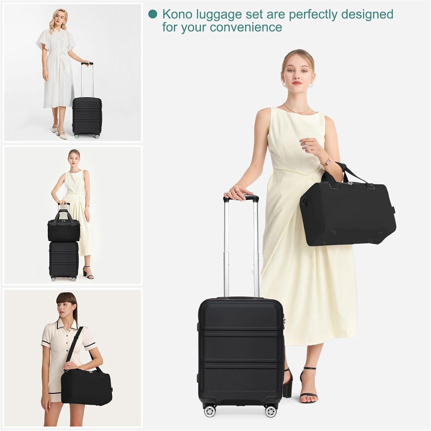 Handgepäck Koffer Trolley Set 2 Teilig Ryanair Reisetasche Schwarz 55cm