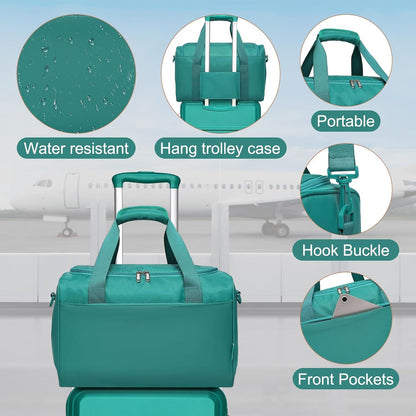 KONO Mittelgroß Reisekoffer Set, 65cm Trolley mit Ryanair Reisetasche, Türkis