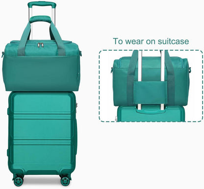 KONO Mittelgroß Reisekoffer 65cm Trolley & Reisetasche Set Türkis 2