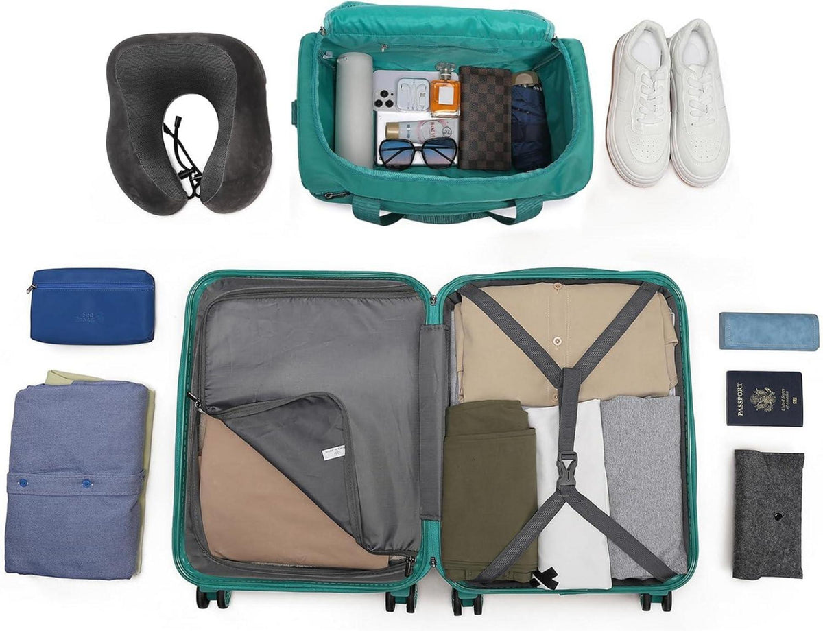 Mittelgroße Reisekoffer Set 2-teilig Türkis, 65cm Trolley & Ryanair