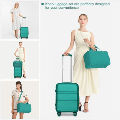 KONO Mittelgroß Reisekoffer 65cm Trolley & Reisetasche Set Türkis 2