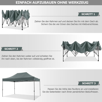 Faltpavillon 3x4,5m mit Seitenwänden – Wasserdicht & Stabil