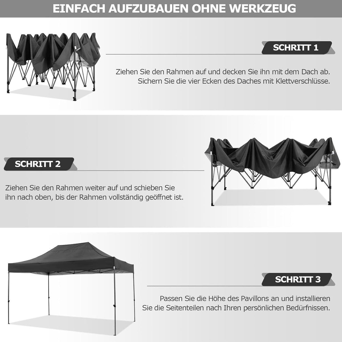 Faltpavillon 3x4,5m | Wasserdicht, Stabil & mit 4 Seitenwänden
