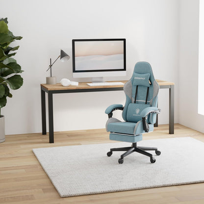 Dowinx Gaming Stuhl Bürostuhl mit Fußstütze Massage Blau