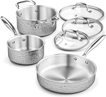 Edelstahl Kochtopfset 6-tlg. Gehämmertes Induktion Topfset
